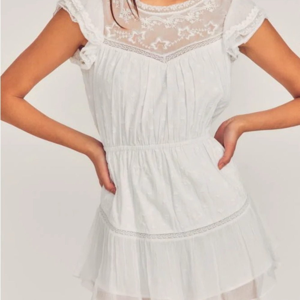 Like New LoveShackFancy Barnes Mini Dress in White Size Large
